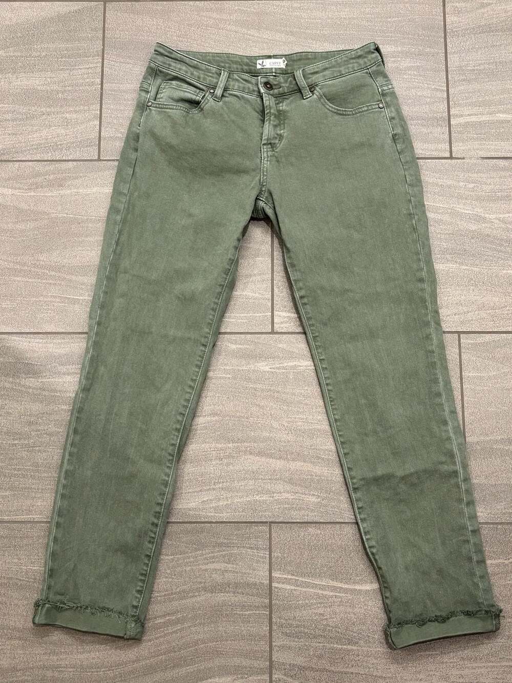Carve Designs Olive Green Organic Cotton Stretch Jeans Size 4